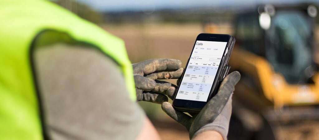 Engineer using Call Screen on mobile device